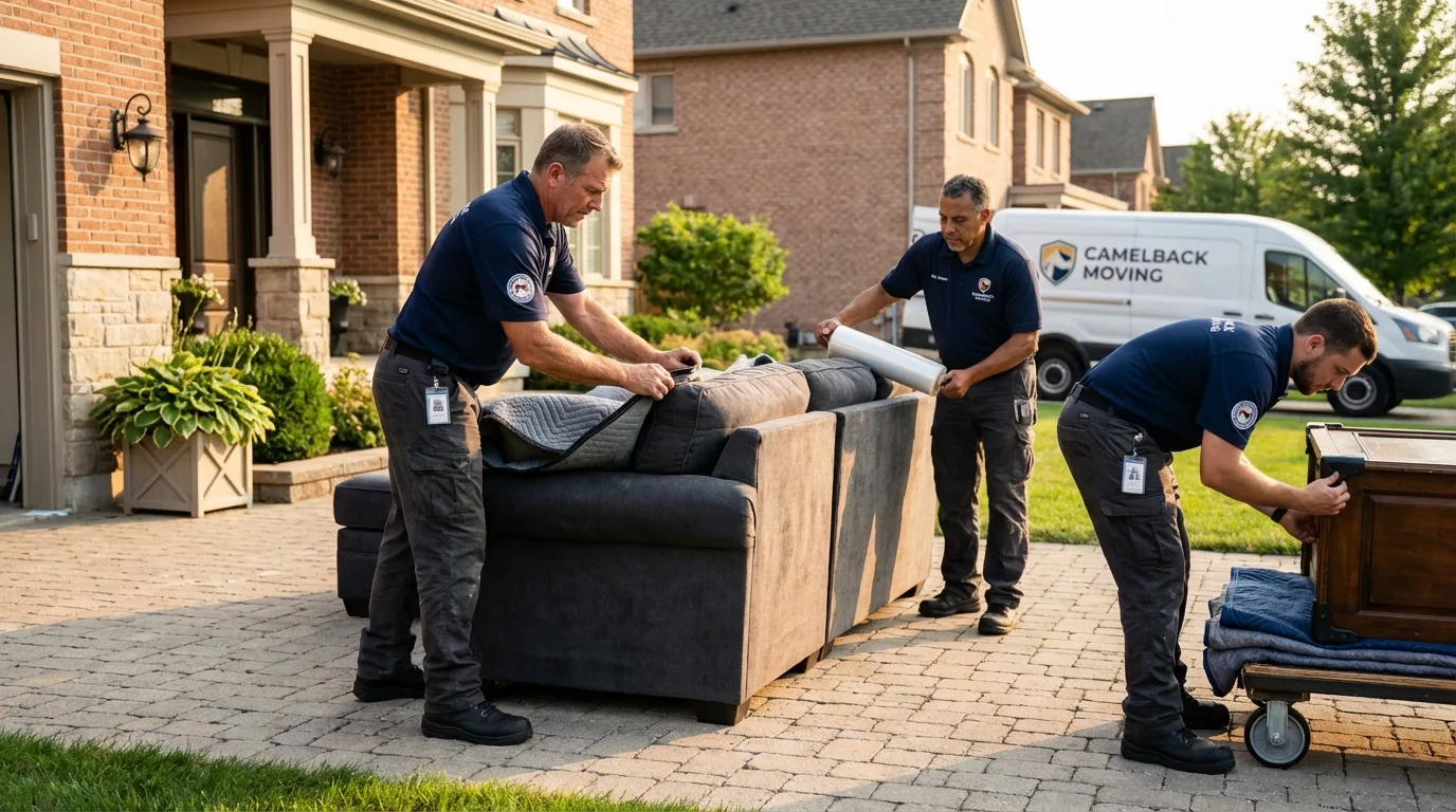 Large estate moving crew wrapping furniture in Galena Park, TX